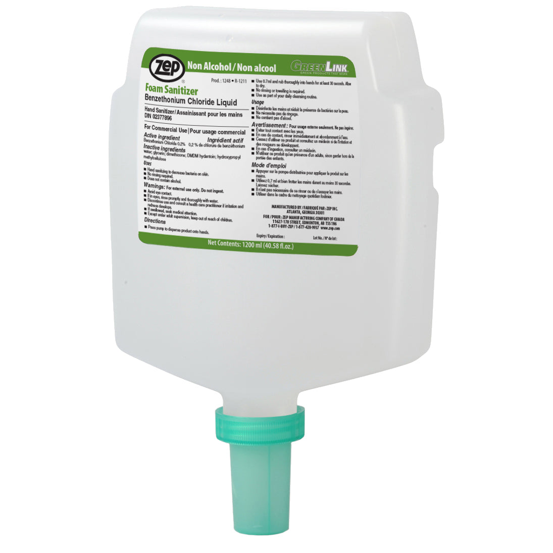 Fuzion NonAlcohol Foam San 1200 mL Zep Canada